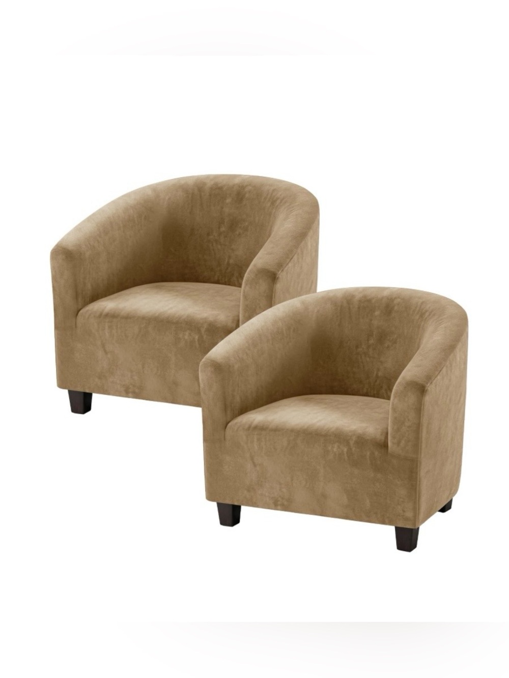 CRYSTAL VELVET Barrel Chair Slipcovers with stretch (2pcs) COFFEE